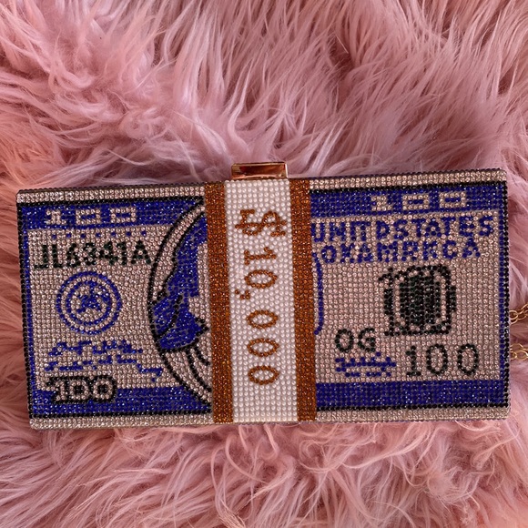 Bags Rhinestone Money Bag Clutch Poshmark